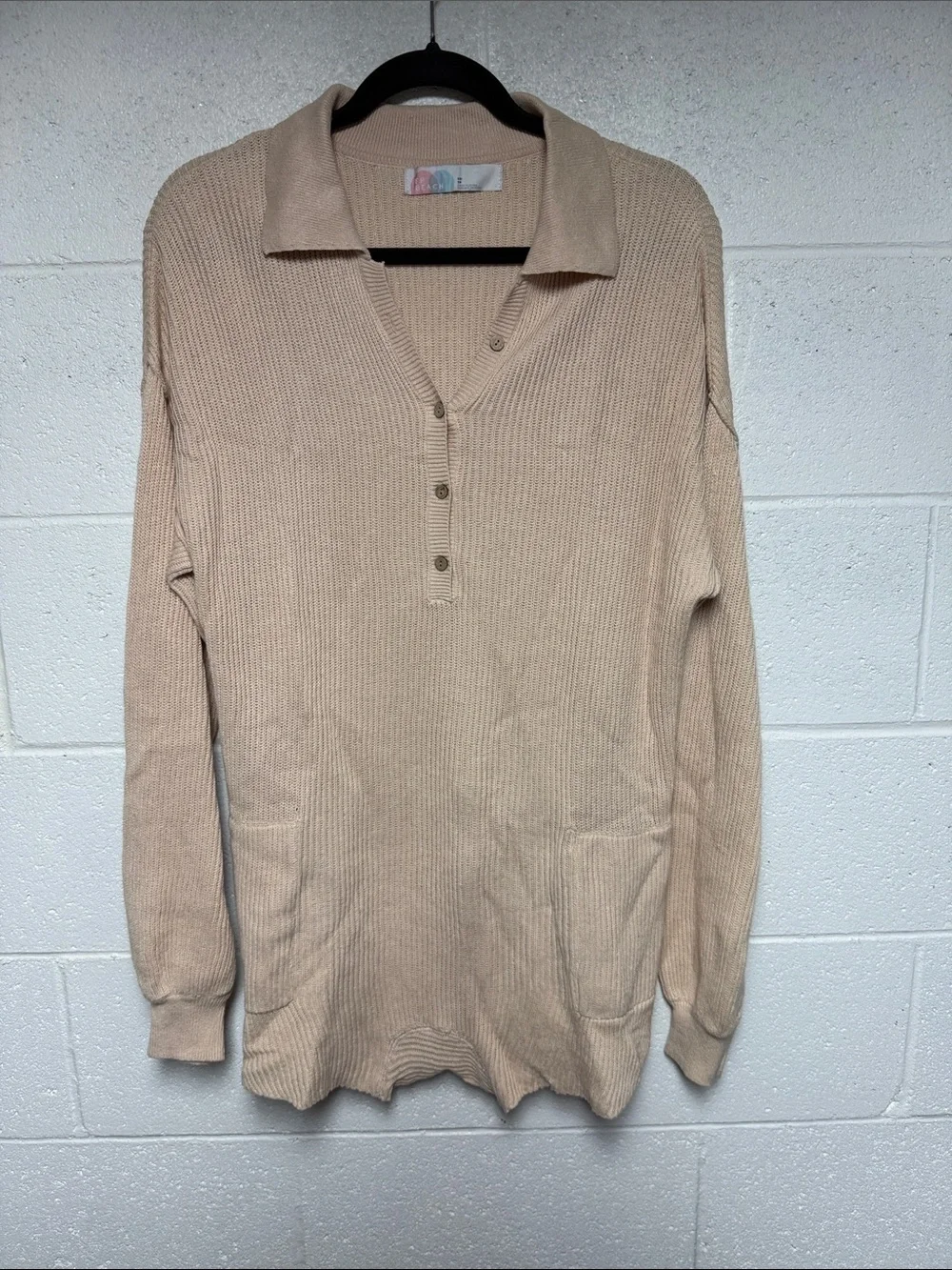 Free People Women’s Cream Collared Knit Romper Sz xs
